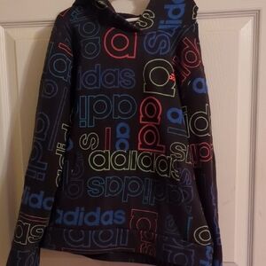 Adidas Black Hoodie with Vibrant Logo Pattern